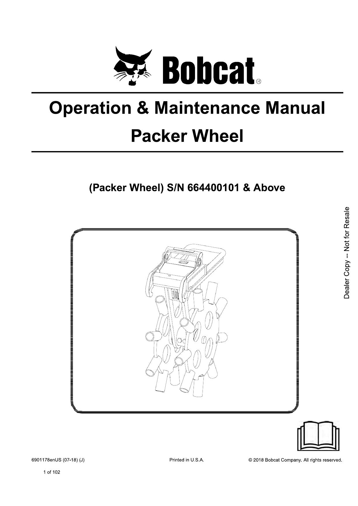 Packer Wheel Operation & Maintenance Manual Bobcat